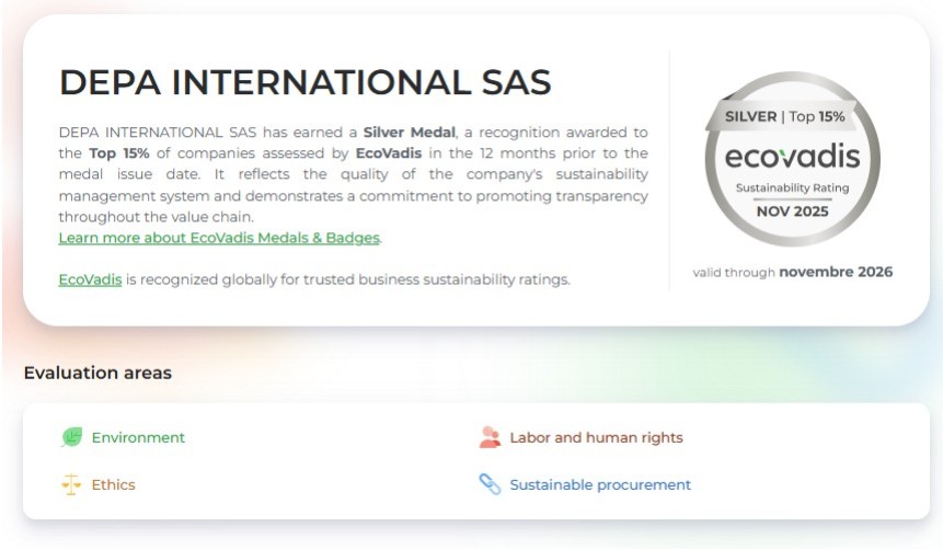 DEPA récompensé par la médaille d’argent EcoVadis pour sa performance RSE